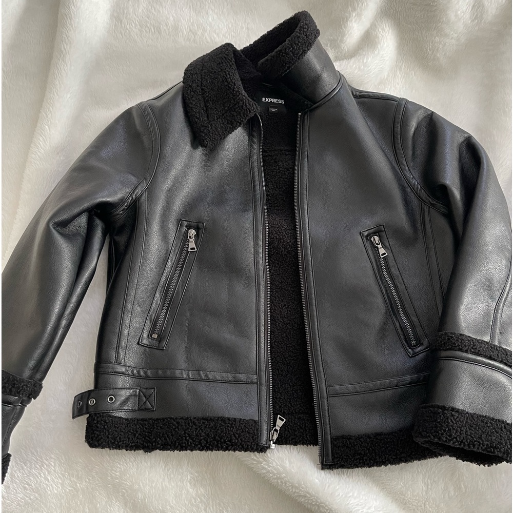Express Shearling leather jacket. New. No tags.